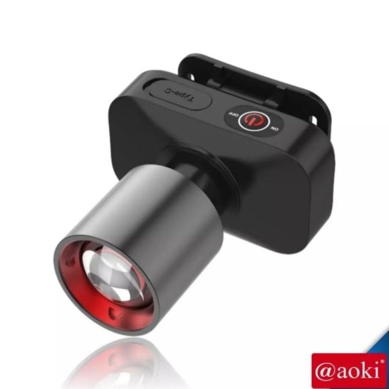 Super Murah Senter Kepala Cas Zoom Led Laser Aoki 3 Mode Cahaya Murah