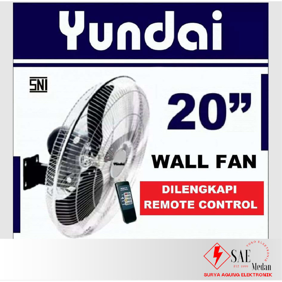 Kipas Angin Dinding YUNDAI 20 INCH 2in1 Stainless Remote Wall Fan Yundai 20
