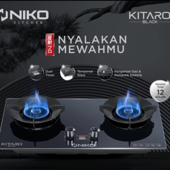 KOMPOR GAS TANAM 2 TUNGKU NIKO KITARO BLACK