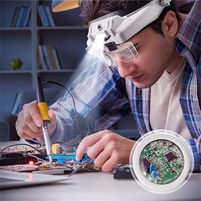 

Sale Kacamata Service Reparasi Jam / Hp Pembesar 5X Magnifier 2 Lampu Led