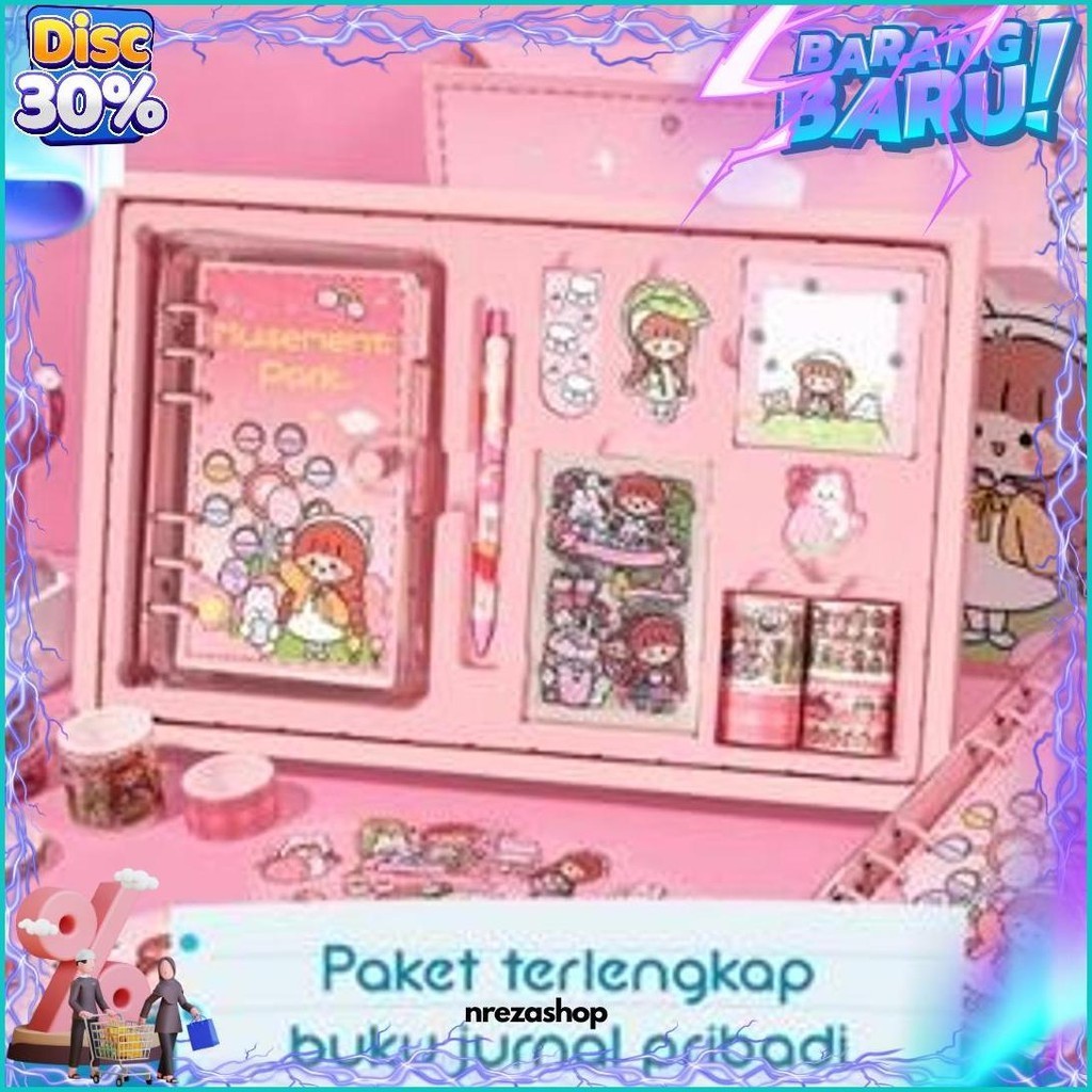 

(Dyi) Paket Jurnal Set/Gift Box Hampers Anak/Hadiah / Notebook Journal Diary / 6 In 1 Boba Alat Buku Tulis Lengkap Scrapbook Cute Girl Sanrio Cinnamoroll My Melody Kuromi Panda Peach Kelinci Duffy Cat Sweetheart Cake Shop Import Grosir Ready Cod