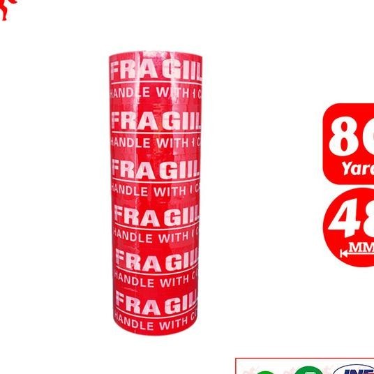 

Lakban Fragile Merah Ksatria Tape 80 Yard (1 Slop)