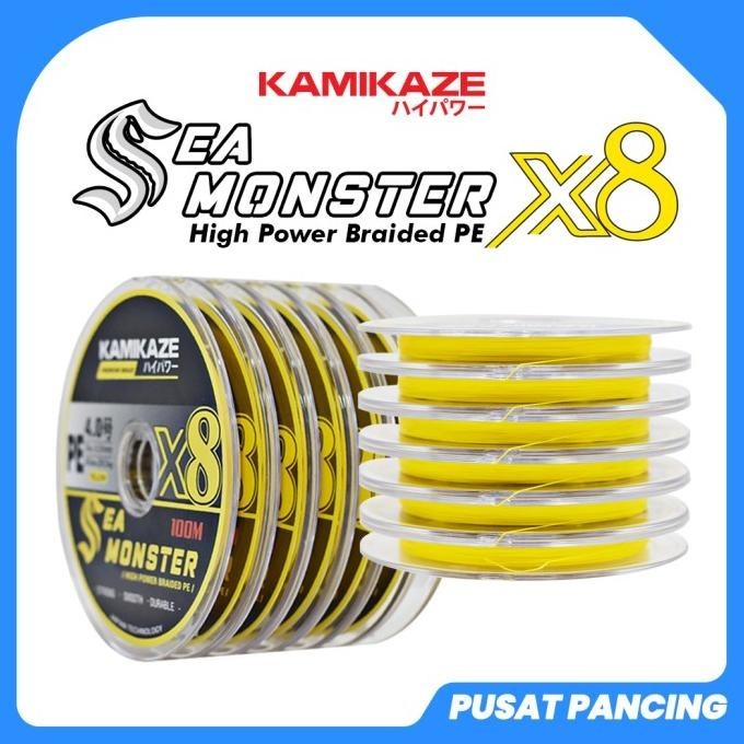 KAMIKAZE Snar Pancing Pe SEA MONSTER X8 (YLW) 100M Connecting