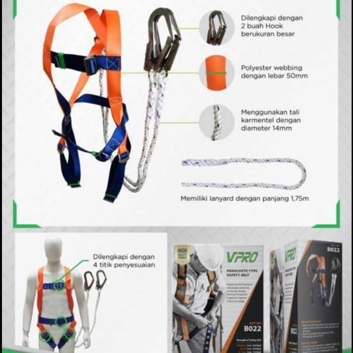 FULL BODY HARNES DOUBLE HOOK/ SAFETY HARNES DOUBLE HOOK