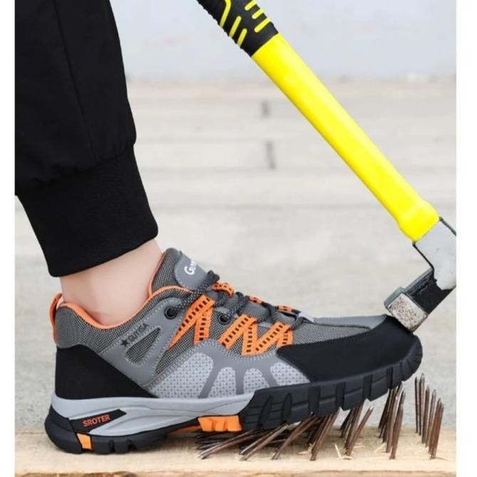 sepatu safety sporty GUYISA GREY 110 ujung besi import pria wanita