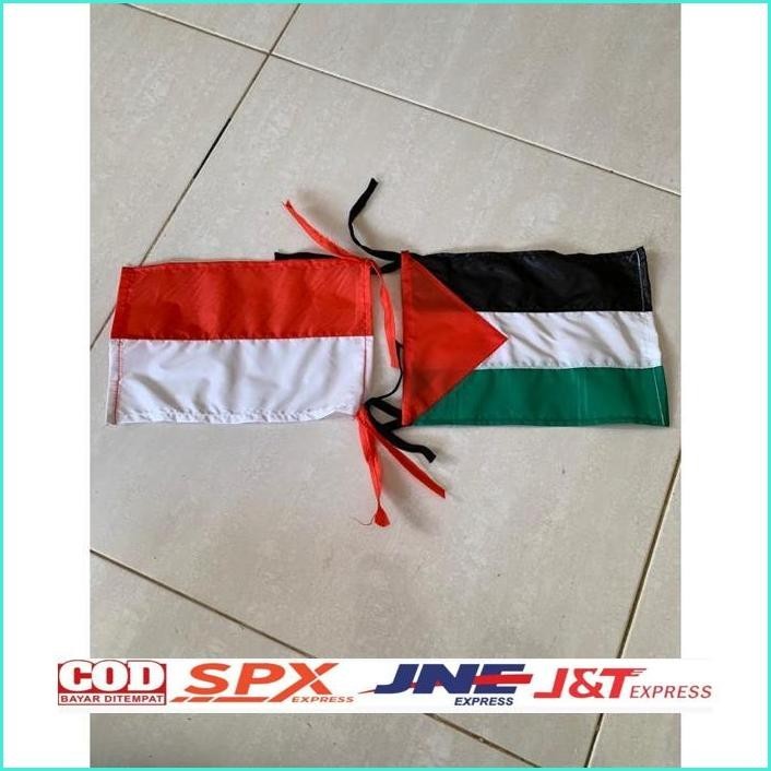 Tarbaru Sepasang Bendera Motor Indonesia Palestina Bahan Kain Bolak Balik Terlaris
