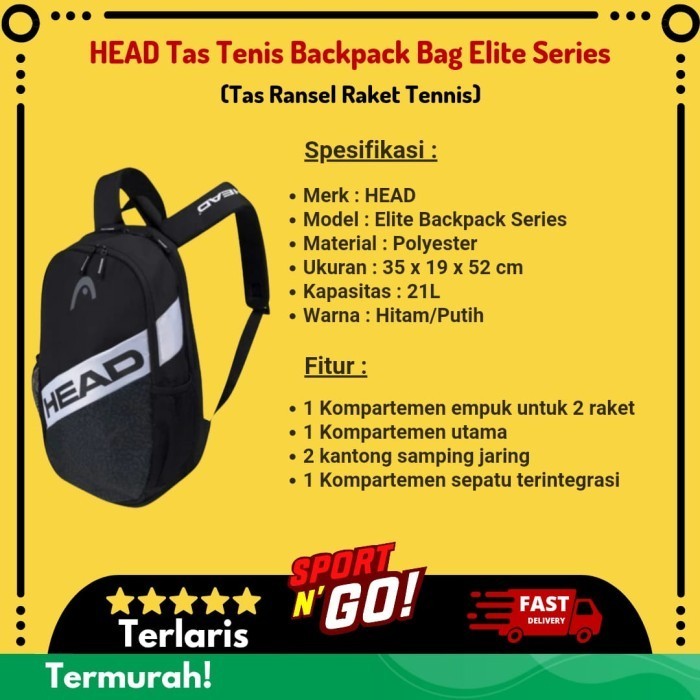 HEAD TAS TENIS BACKPACK BAG ELITE SERIES - TAS RANSEL RAKET TENNIS