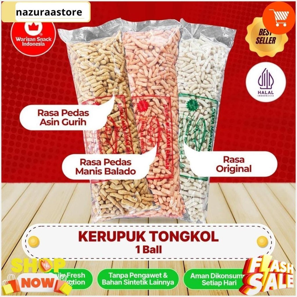 

(1 Ball) Kerupuk Stik Ikan Tongkol Warisan Snack Indonesia, Makanan Ringan Kering Camilan Cemilan Snack Jajanan Food Krupuk Keripik Terlaris