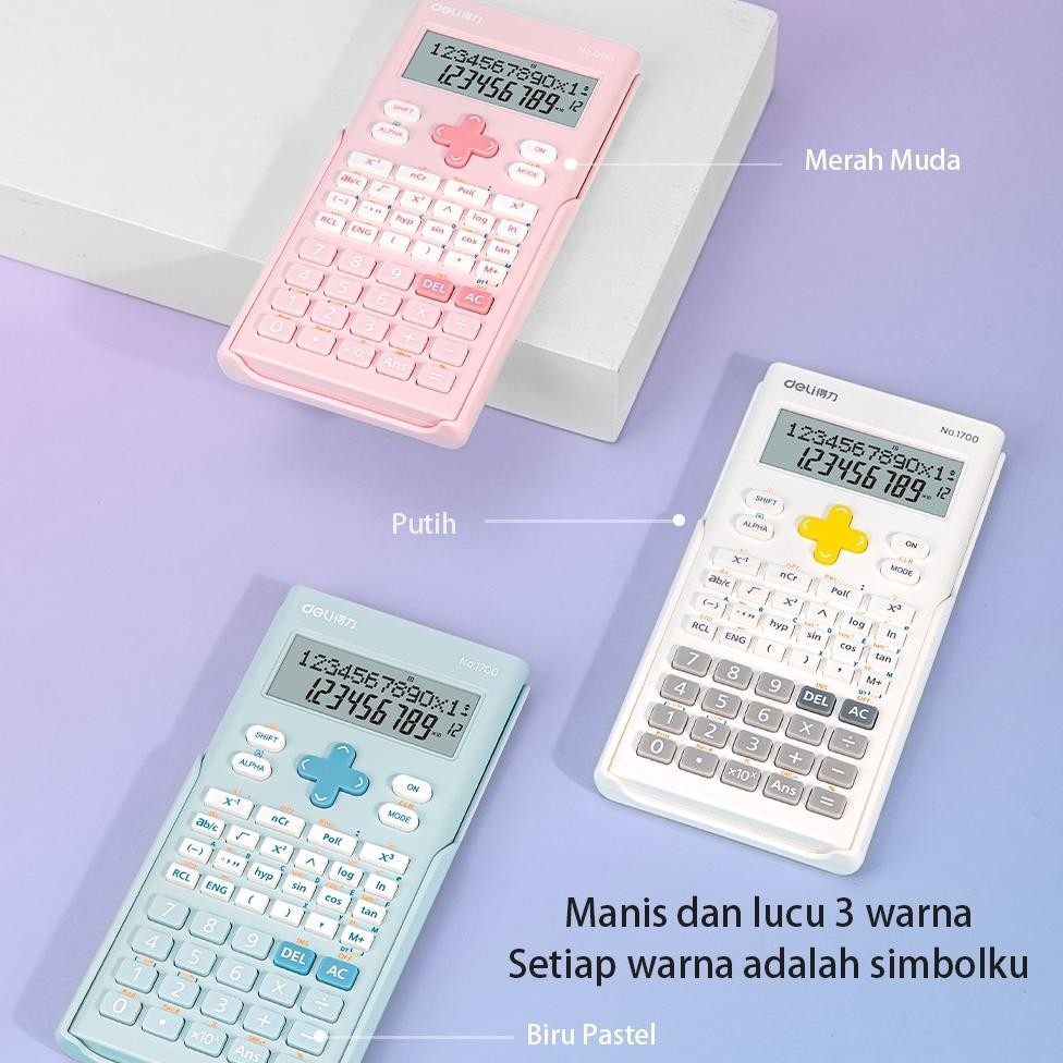 

rwe-45 Deli Calculator Scientific Kalkulator 240 Fungsi Kalkulasi 3 Warna 1700 Termurah
