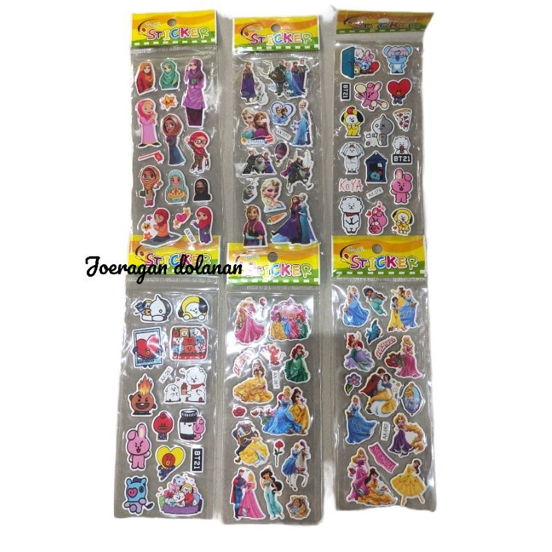 

20pc Stiker Timbul Bening Kartun