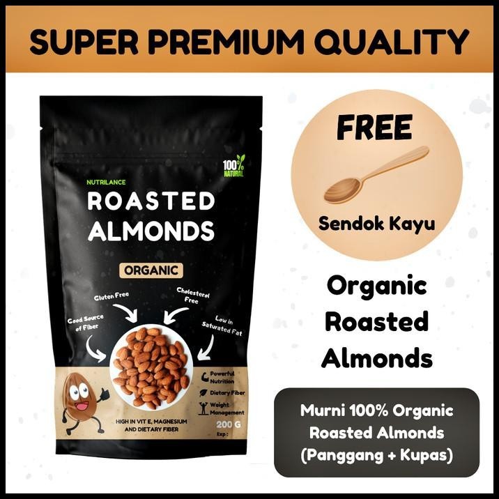 

TERMURAH KACANG ALMOND PANGGANG KUPAS ORGANIK - PREMIUM QUALITY !!!!!