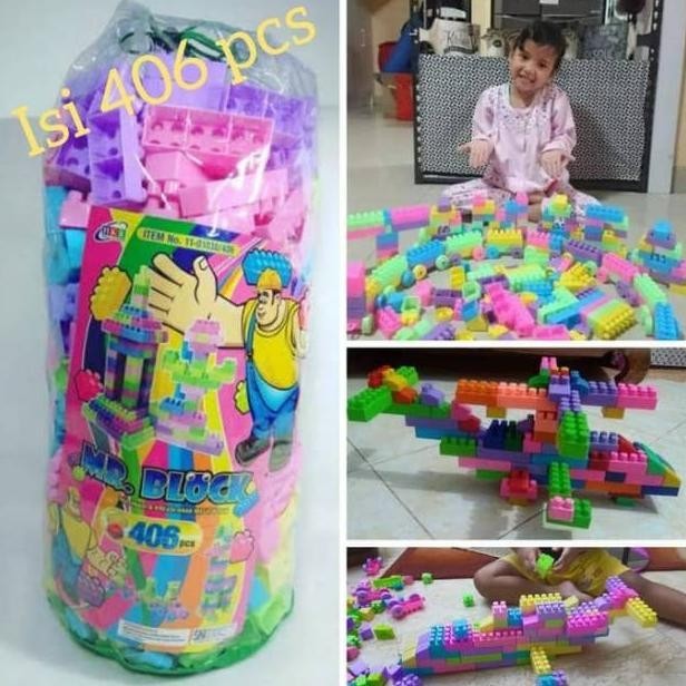 (0_0) Mainan Lego Mr Block Besar 406 Pcs Edukasi - Brick Anak Edukatif