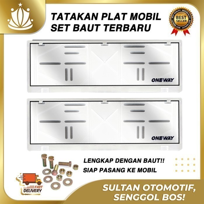 CALYA SIGRA TATAKAN DUDUKAN PLAT NOMOR MOBIL AKRILIK MIKA ONEWAY SET