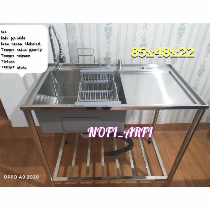 Terlaris Bak Cuci Piring Portable/Wastafel 85 Cm/Kitchen Sink Kaki Rak
