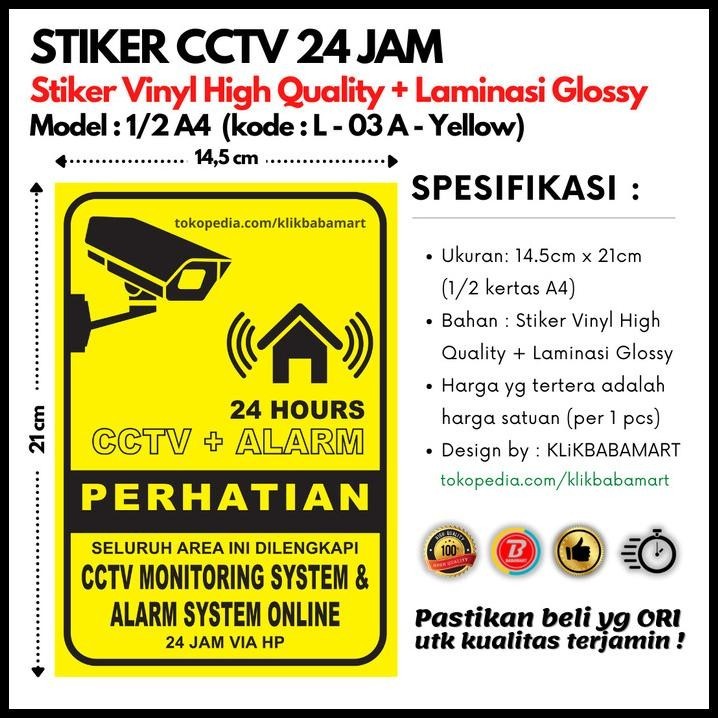 

HOT DEAL STIKER CCTV+ALARM VINYL HIGH QUALITY LAMINASI GLOSSY STICKER 1/2 A4 Y3 !!!!!