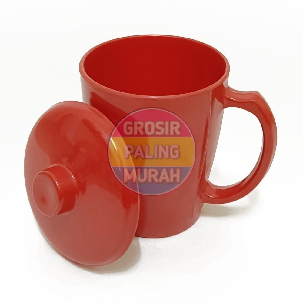 Terlaris Mug Tutup 600 ML - Gelas Mug - Gelas Melamin - Mug Tutup Melamin - Gelas Mug Melamin - [D30