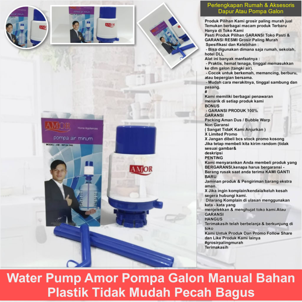 Water Pump Amor Pompa Galon Manual Bahan Plastik Tidak Mudah Pecah Bagus