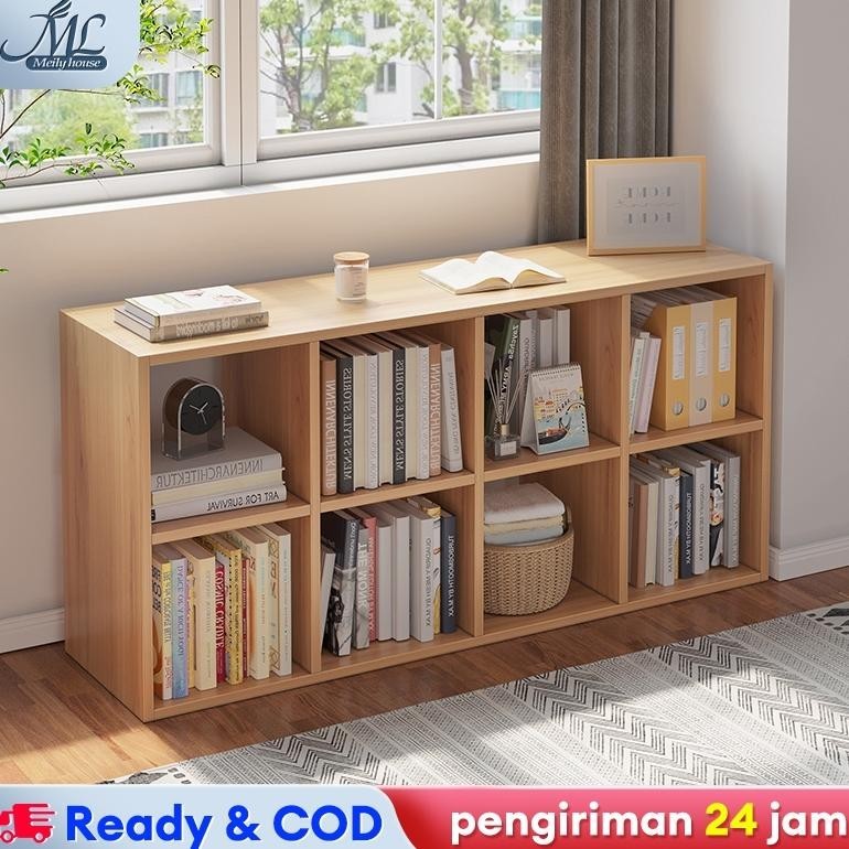100% kayu solidLemari kayu solid Lemari Buku Kayu Lemari Buku Kombinasi Rak Buku Kayu 10 Kompartment