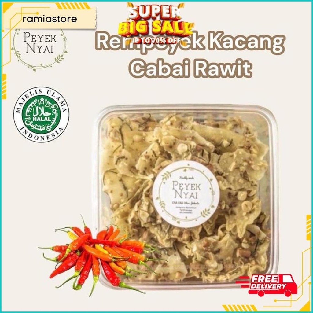 

Peyek Nyai - Rempeyek Kacang Cabai Rawit (Large/Toples Kotak) Cod