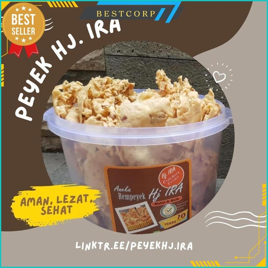 

Peyek / Rempeyek Hj. Ira - Udang Rebon - Toples 5 Liter - Aman Sehat Lezatnya Kemriyukk Cod