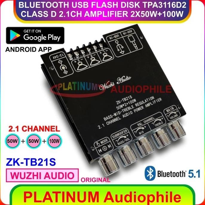 readyy... bluetooth 5.1 tpa3116 amplifier class d 2.1ch 2x50w+100w zk-tb21s