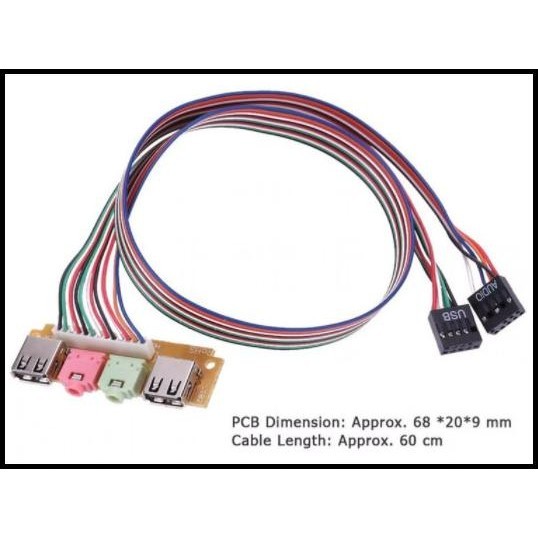 BEST DEAL 2 USB 2.0 PORT CASING KOMPUTER PC PANEL DEPAN USB MIKROFON AUDIO KABEL 