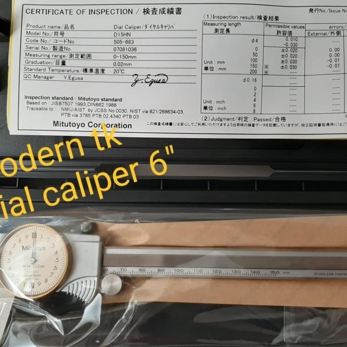 Sigmat Dial / Dial Caliper 6 Inch 505-683 Mitutoyo