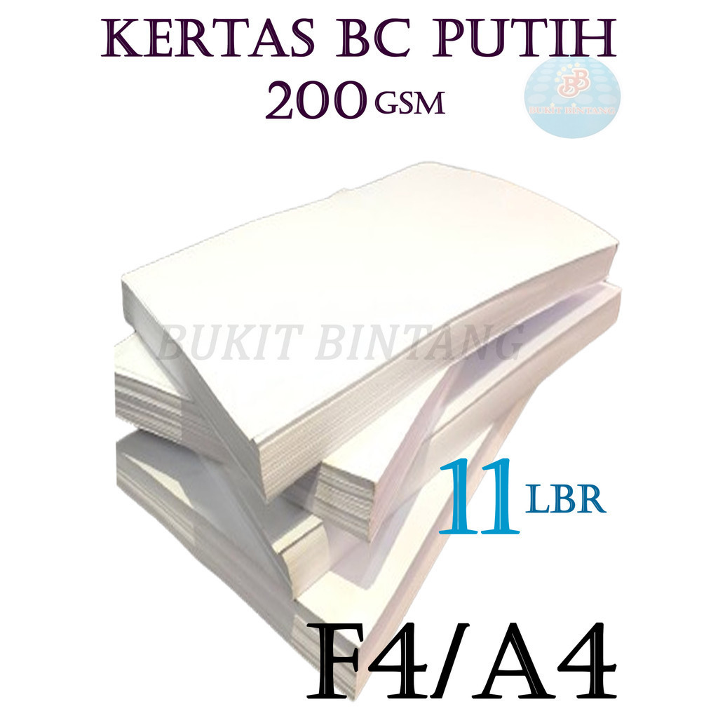 

Karton Manila/Kertas Bc/Brief Card Putih 200 Gsm Ukuran F4/ A4 , 11 lbr