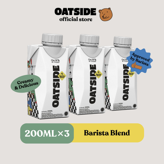 

OATSIDE Oat Milk Barista Blend Caps (Kemasan Tutup Botol) 200ml x 3 pcs