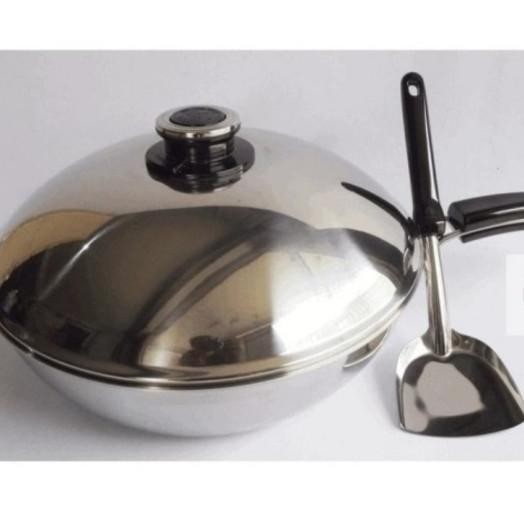 Kuali Zebra Stainless Steel 32 Cm +Tutup+Sutil Wok 5 Ply 176233 Wajan