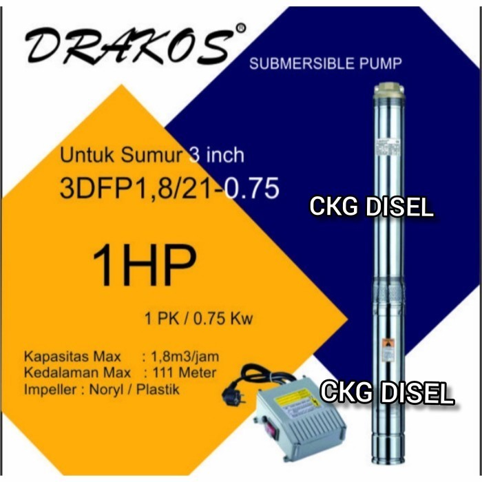 Paling Baik Pompa Satelit Drakos 3Dfp 2.5 / Submersible 3" Sq 1Hp Termurah