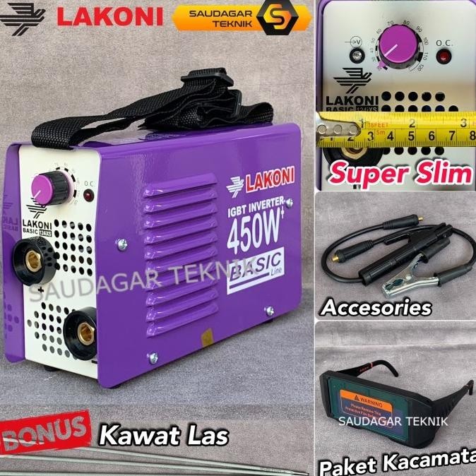 Mesin Las Mini Lakoni Basic 124Ixr 450 Watt Hemat Listrik Inverter Trafo Las Lakoni 124 Ixr 120A Min