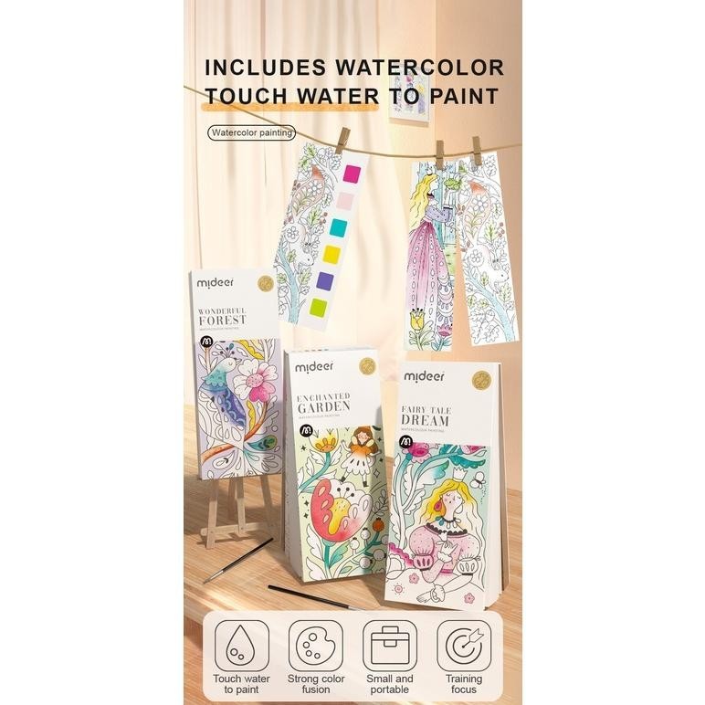 

NI06 Mideer Watercolor Painting Book Magic Water Painting Book Color Colour Watercolour Buku Lukis Buku Warna Cat Air Mainan Mewarnai Anak Perempuan Usia Umur 5 6 7 8 9 10 Tahun + Terlaris