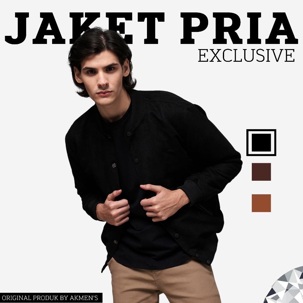 Jaket Pria Keren Akmens Bomber Pria Suede