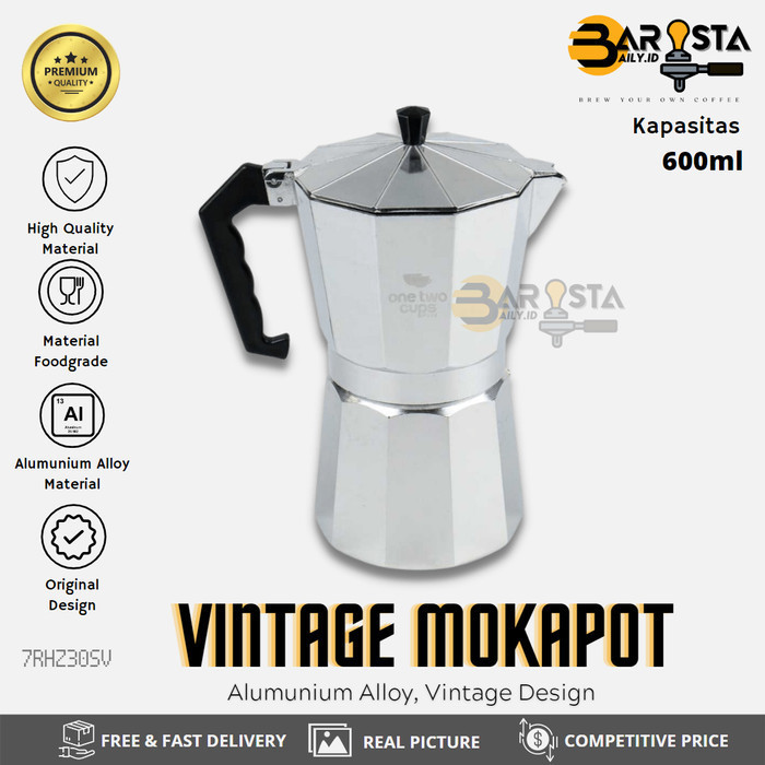Mokapot Coffee Maker Espresso Vintage Italy Moka Pot 12Cup 600ml Silvr
