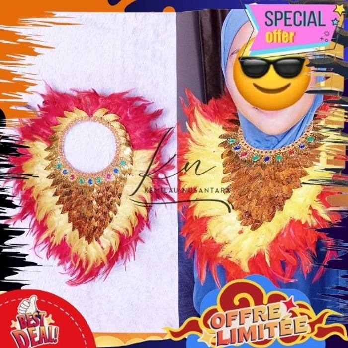 KALUNG BULU/KALUNG KACE/KALUNG TARI/KALUNG BULU WARNA/HIASAN DADA TARI/HIASAN DADA KARNAVAL/KALUNG E