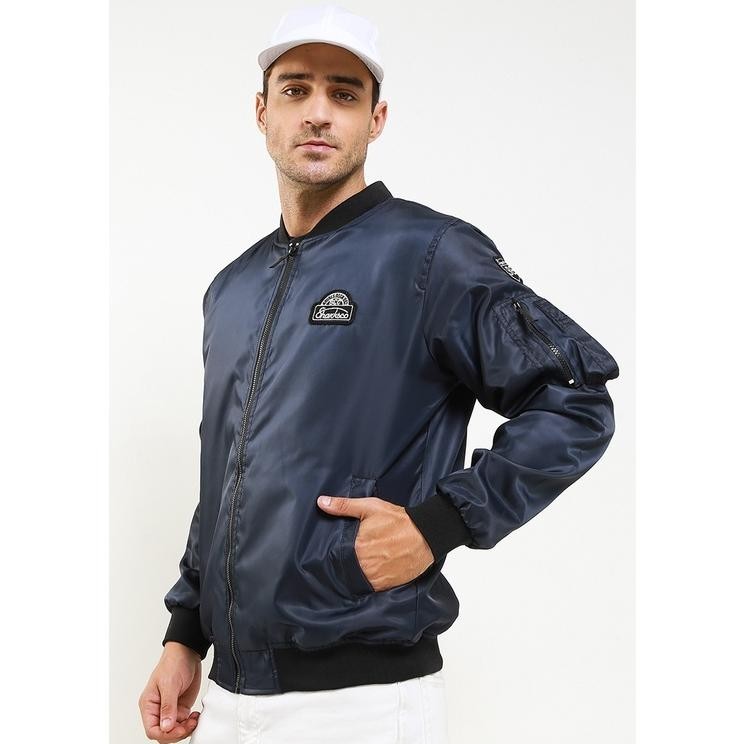 Jaket Pria Keren Shas Bomber Jacket Blue S2G15Aa0