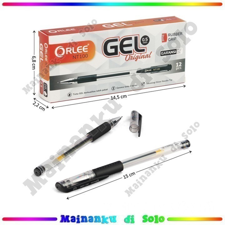 

[Mainanku] Bolpoin Hitam 0,5 mm Orlee Gel Original Peralatan ATK