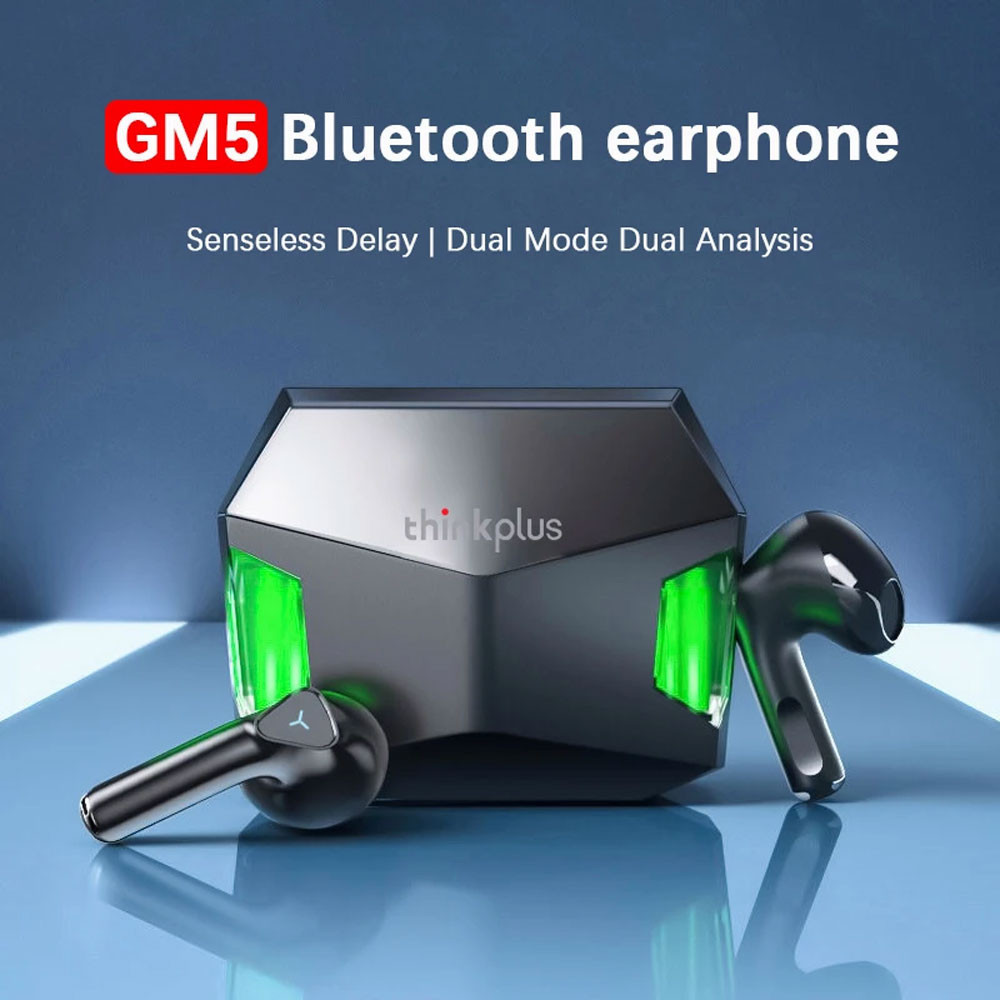 ER- Lenovo Thinkplus TWS Gaming Earphone Bluetooth 5.0 HiFi Sound 300mAh - GM5 / henset bluetooth/he