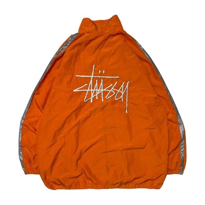 VINTAGE STUSSY REFLECTIVE STRIPE WINDBREAKER JACKET ABOUT