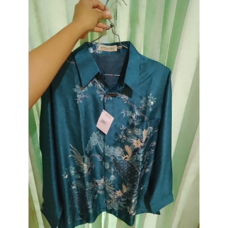 Kemeja batik arthaloka kain linen silk/baju batik pria/batik Indonesia