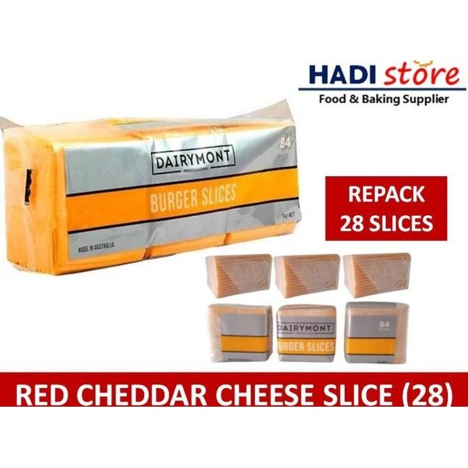 

DAIRYMONT RED CHEDDAR CHEESE, KEJU BURGER SLICE - 28 SLICES REPACK