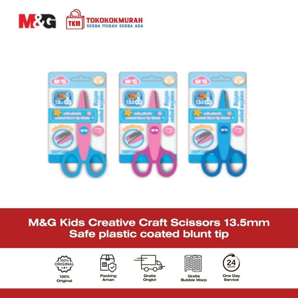 

M&G Kids Creative Craft Scissors 13.5mm Safe plastic coated blunt tip Try me package