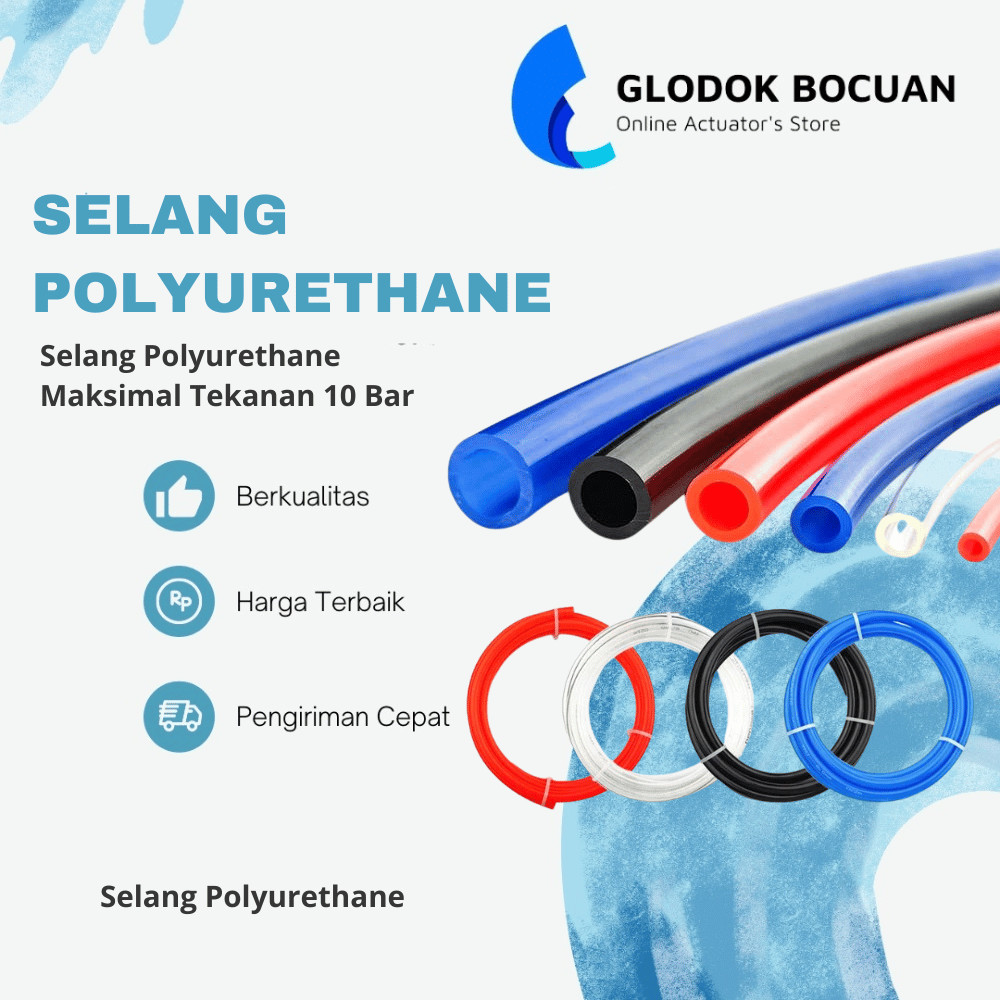 SELANG ANGIN PNEUMATIC PU HOSE PU (POLYURETHANE) 14mm x 10mm HARGA PERMETER