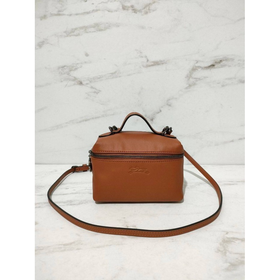 Tas LC Cuir Xtra Vanity Top Handle Crossbody Leather Cognac Original