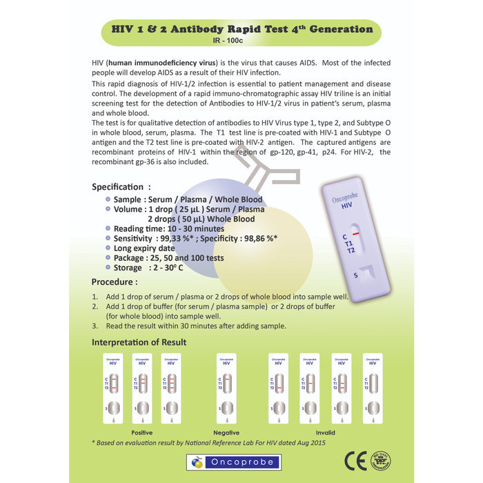 Alat Tes HIV1/2 Antibodi Rapid Test ONCOPROBE - Ecer