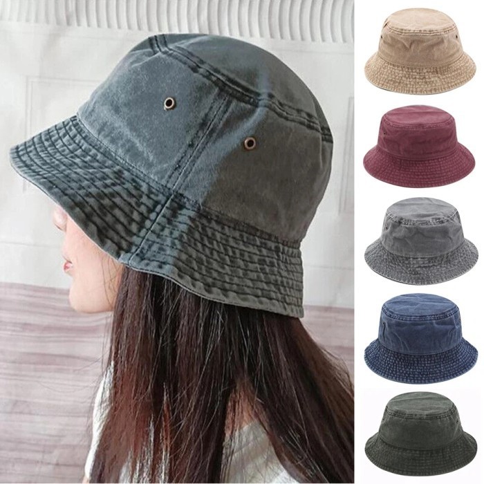 Topi Bucket Jeans Pria Wanita Topi Import