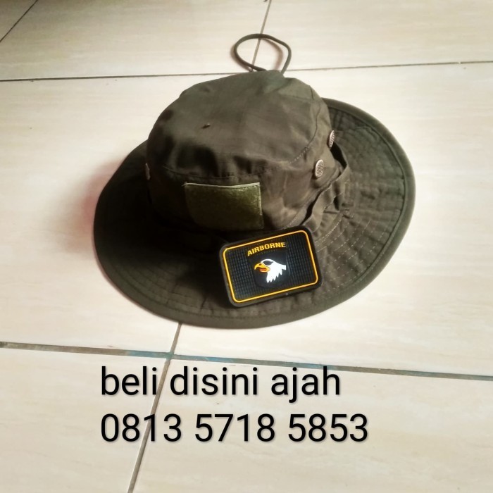 Topi Rimba Tactical Velcro Hijau Tni