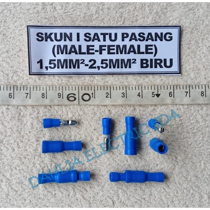 ] Skun I SATU PASANG (MALE-FEMALE) 1,5MM-2,5MM BIRU