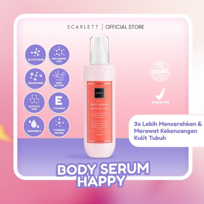 Scarlett Whitening Happy Body Serum + Body Lotion Paket 2